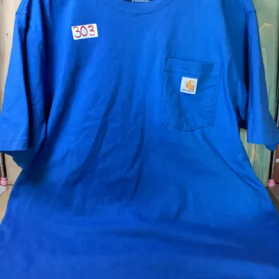 Carhartt Men’s Large Loose Fit Blue Short Sleeve Workwear Pocket T-Shirt Logo Tee