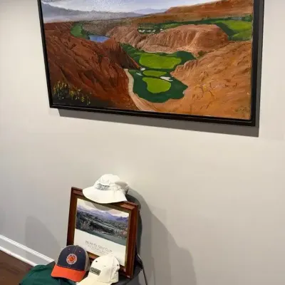 Golf: Painting - Wolf Creek Golf Course, Photo - We-Ko-pa Golf Club, Golf Hats & One Kids Pullover