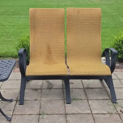 Wicker Loveseat & 2 Side Tables