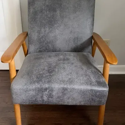 Wood & Gray Ultra Suede Side Chair