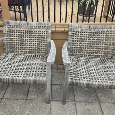 Pair Of Gray Wicker Patio Chairs