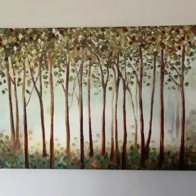 Abstract Forest Painting On Stretched Canvas