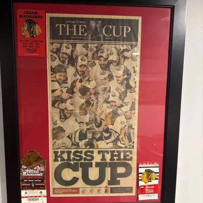 Blackhawks Stanley Cup Commemorative Newspaper Section W/ Ticket Stubs