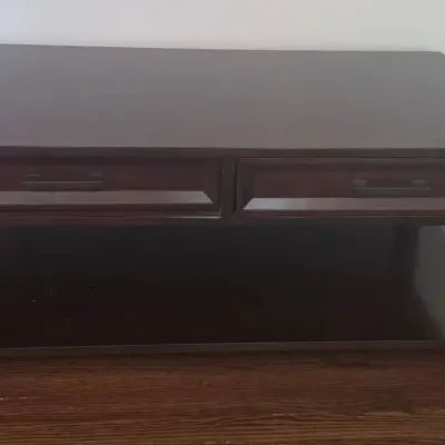 Wood Coffee Table W/ Drawers On Casters
