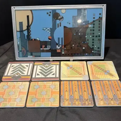 Frank Lloyd Wright Metal Framed Glass Print & 8 Ceramic Coasters