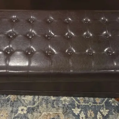 Brown Leather Storage Ottoman