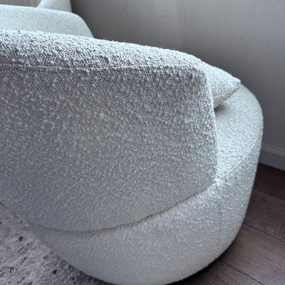 2 White swivel chairs with ottomans