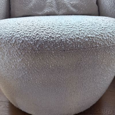 2 White swivel chairs with ottomans
