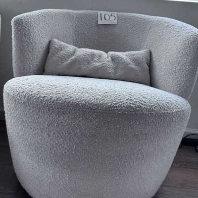 2 White swivel chairs with ottomans