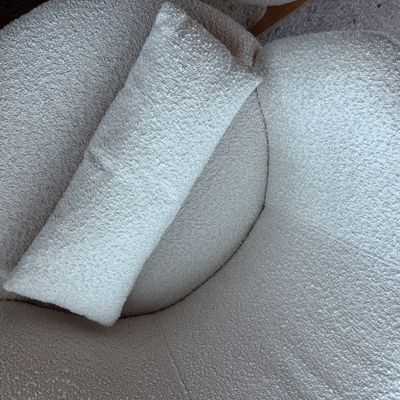 2 White swivel chairs with ottomans