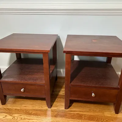 Pair Of Contemporary Wooden End Tables
