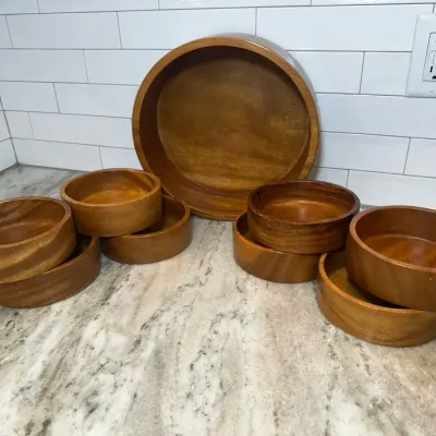 MCM Wooden Salad Bowl Set