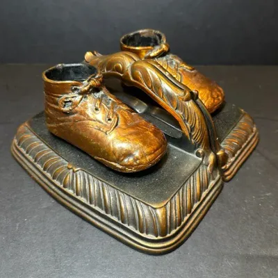 Bronzed Baby Shoe Bookends