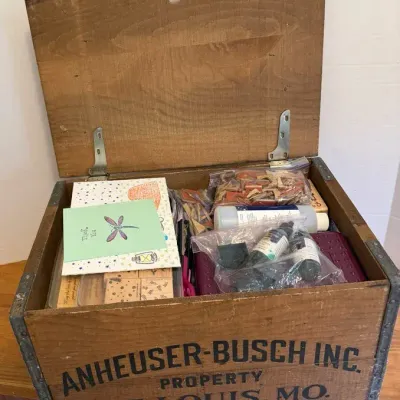Budweiser/Anheuser Busch Wooden Box with Crafting Stamps Included