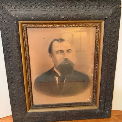 Antique Framed Print Of Bearded Man