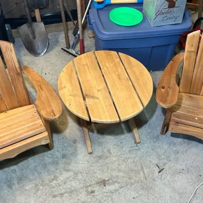 Wooden Child’s Adirondack Chairs and Table Set 