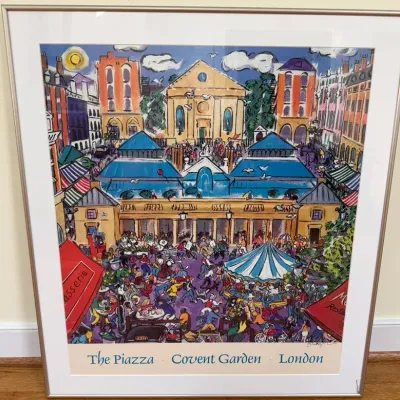 Signed Lithograph of The Piazza Covent Garden London by Christopher Rogers