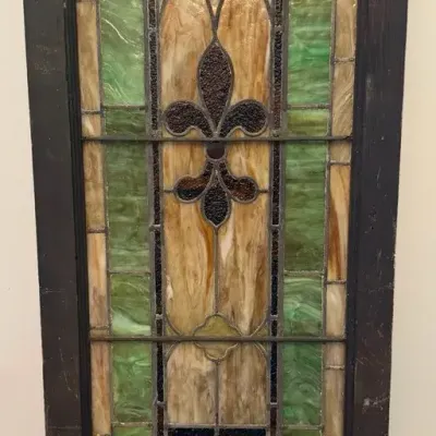 Stained Glass Window with Wood Frame