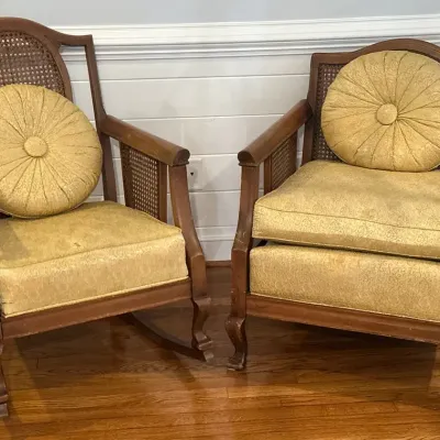 Cane-Back Rocker + Lounge Chair