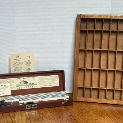 Vintage Wooden Printer’s Tray + Lettering Set