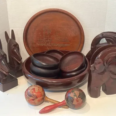 Haitian Bookends/Bowls + Cuban Maracas