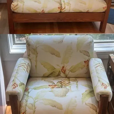 Solid Wood Tropical-Style Loveseat + Lounge Chair