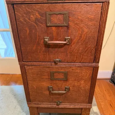 Vintage Yawman & Erbe Tiger Oak 2 Drawer Filing Cabinet 