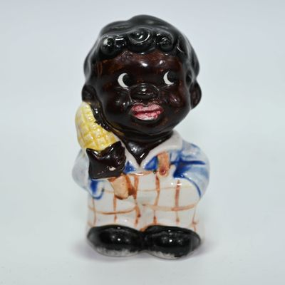 Pepper Shaker - Man with an Ear of Corn - - Black Americana