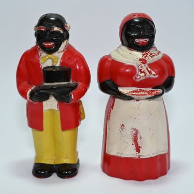 Salt and Pepper Shaker Set - Man and Woman - Black Americana