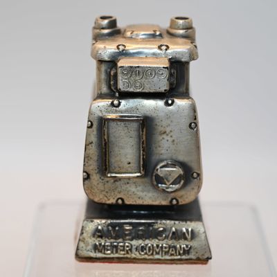 American Meter Company Gas Meter Advertising Paperweight - Silver