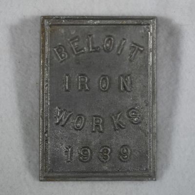 Beloit Iron Works - dated 1939 - Beloit Wisconsin Advertising Paperweight