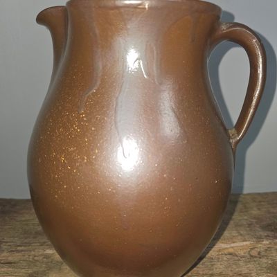 Sale Photo Thumbnail #117: Early Signed WJGordy Slip Glazed Pitcher