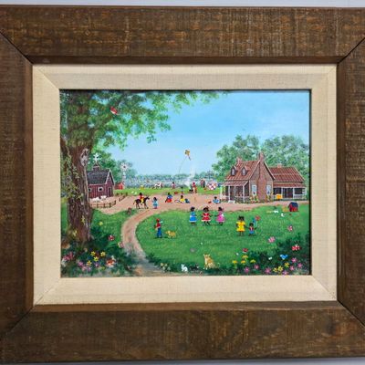 Sale Photo Thumbnail #298: Patricia Welch "June Morning" African American Homestead & Family Folk Art Painting