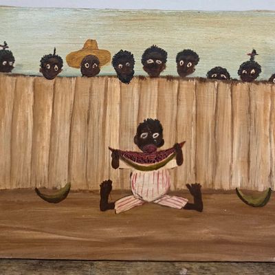 Sale Photo Thumbnail #262: Black Americana Boy Eating Watermelon Painting