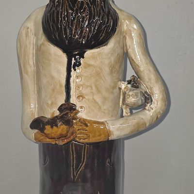 Sale Photo Thumbnail #222: Claude Miller-Ram Folk Pottery Abraham Lincoln