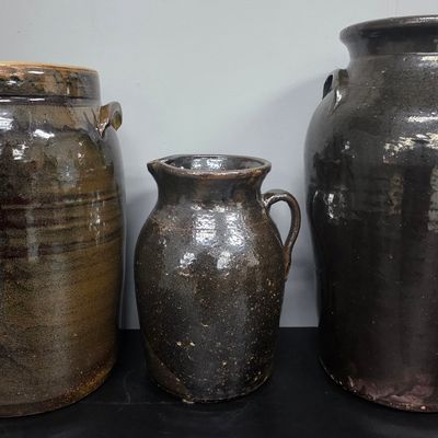 Sale Photo Thumbnail #102: Gillsville,  Georgia Churn & Pitcher Lot of 3