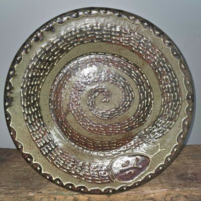 Sale Photo Thumbnail #169: Jim Bozeman Edgefield Style Decorated Snake Plate