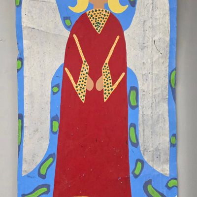 Sale Photo Thumbnail #205: Chris Lewallen Folk Art Angel on Tin Painting