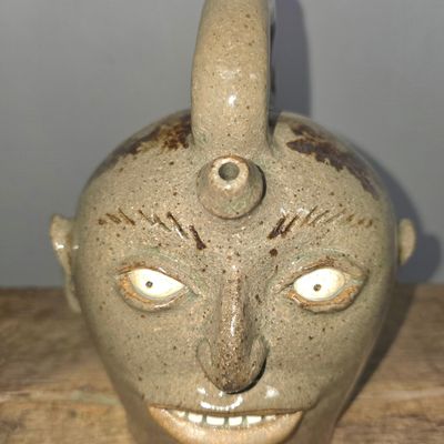 Sale Photo Thumbnail #180: Michel Bayne Quart Folk Pottery Harvest Face Jug