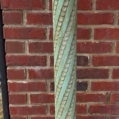 Sale Photo Thumbnail #176: Teal Colored Wood Carved Pillar