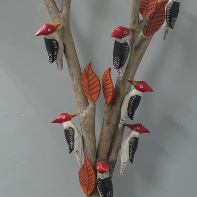 Sale Photo Thumbnail #220: Folk Art Wood Pecker Folk Art Bird Tree