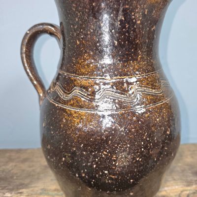 Sale Photo Thumbnail #91: Rare Crawford Co. Decorated 1gal Pitcher