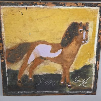 Sale Photo Thumbnail #163: Signed Sudduth Folk Art Painting Of Horse