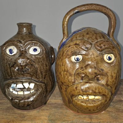 Sale Photo Thumbnail #288: Mike Hanning Face Jug and Monkey Jug Lot