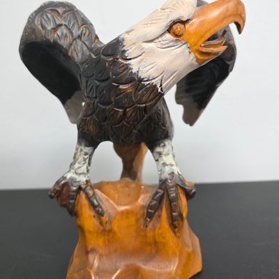 Sale Photo Thumbnail #159: 1950s Folk Art Cypress Wood Carved Eagle Statue