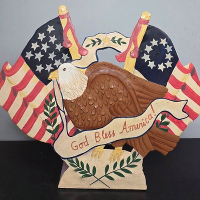 Sale Photo Thumbnail #257: Eagle & American Flag Tin Cutout