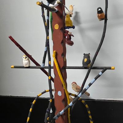 Sale Photo Thumbnail #218: Folk Art Wood Carved Bird Tree