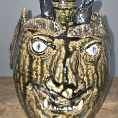 Sale Photo Thumbnail #201: Bobby Gaither Folk Pottery Devil Face Jug
