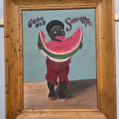 Sale Photo Thumbnail #260: Black Americana Boy Eating Watermelon Painting