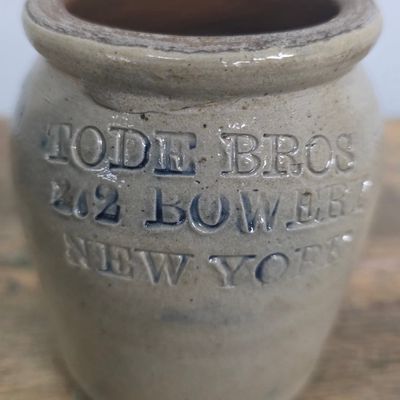 Sale Photo Thumbnail #132: Tode Bros. New York Condiment Stoneware Jar
